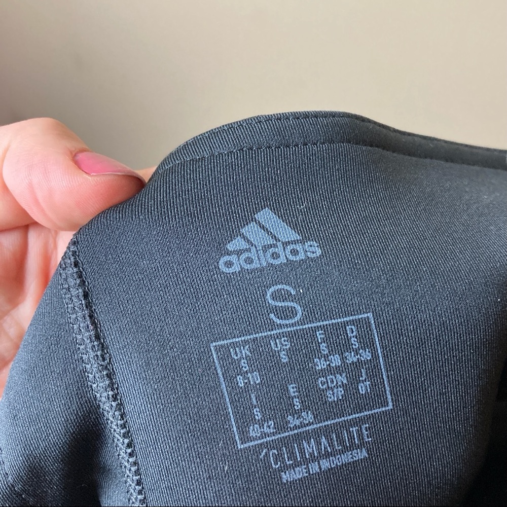 Adidas 3 Stripe Climalite Leggings Black White - Picture 7 of 7